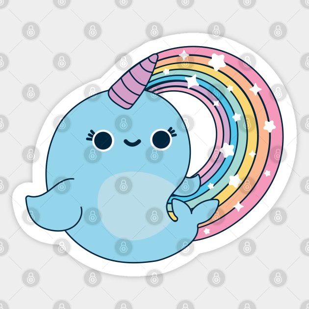 Rainbow Narwhal Sticker by BoredInc